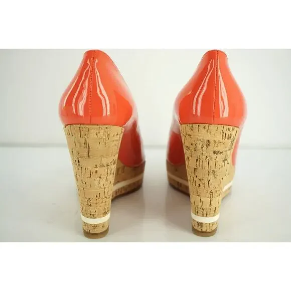 Prada Pink Patent Platform Wedge Heel Espadrille Peep Pumps - Picture 6 of 12